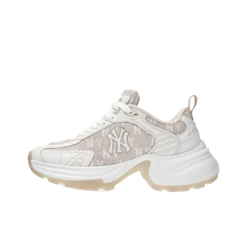 MLB New York Yankees Wear-Resistant Height Increasing Low-Top Chunky Sneakers Unisex White-0