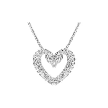 Swarovski Alloy Rhodium-Plated Faux Crystal Necklaces Unisex Silver