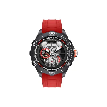 DEESIO Charismatic Bear Collection Automatic Mechanical Movement Rubber Strap Men's Watches Black Dial