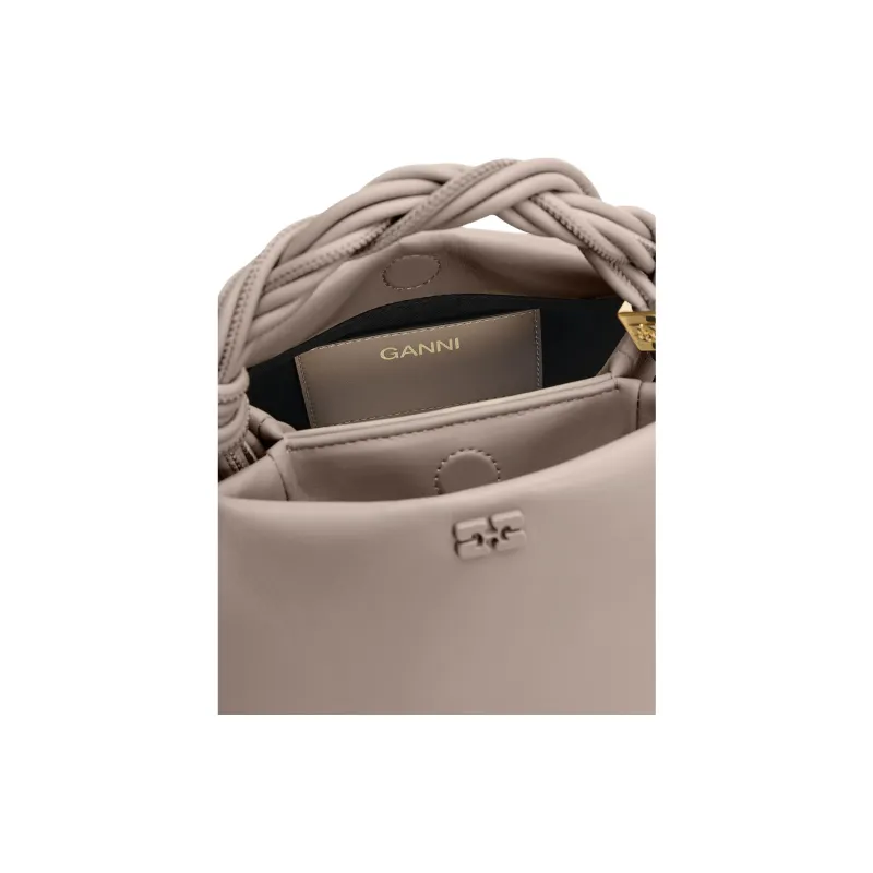 GANNI Recycled Leather One Shoulder Handbag Trumpets Women's Oyster Gray-6