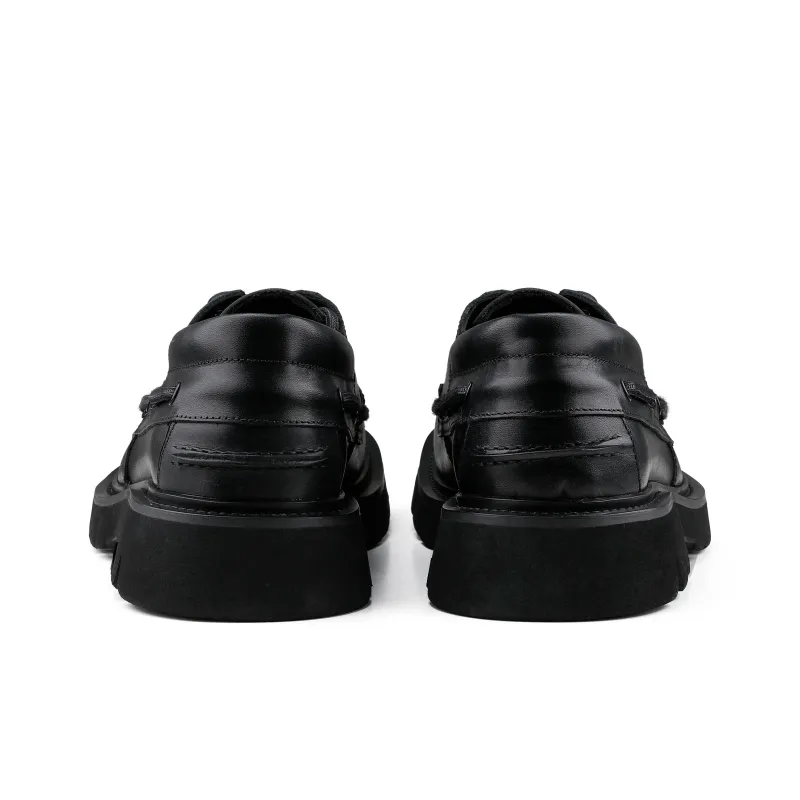 HANQIAORIJI Black Blood Series Square Toe Loafers Men's Black-6