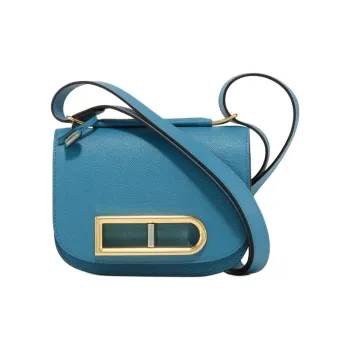 Delvau Lingot Alpina Calf Grain Calfskin Shoulder Bag Small Size Women's Lake Blue