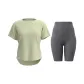 Light Pea Green Short-Sleeved+Limestone Knee-Length Pants