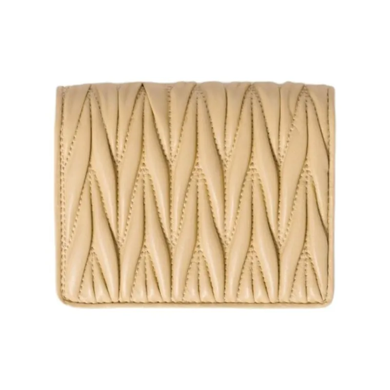MIU MIU Matelassé Lambskin Wallet Trumpets Women's Yellow-2