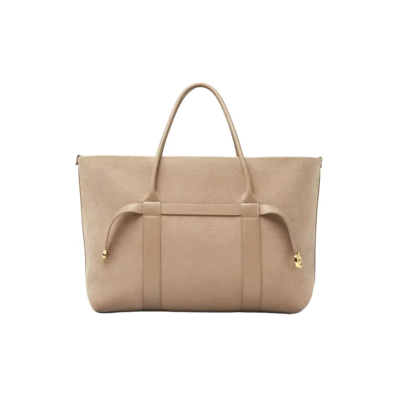 Loro Piana Calfskin Tote Bag Shopping Bag Handbag Large Size Women's Taupe-0