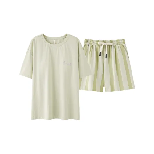White Ran Pajama Set Women's Light Green