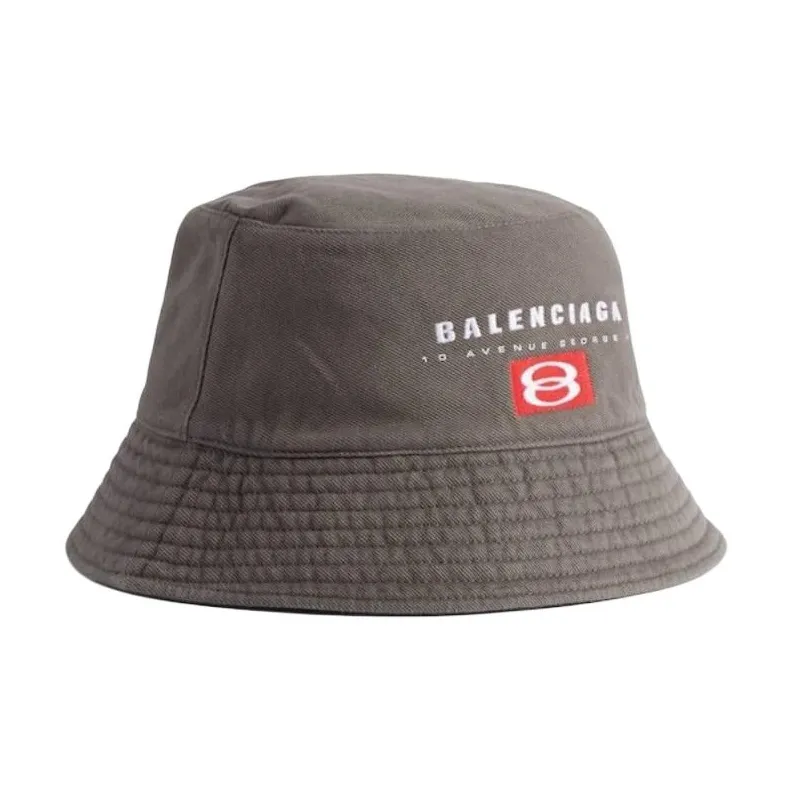 Balenciaga 100% Cotton Polyester Twill Bucket Hats Men's Black/Gray-4