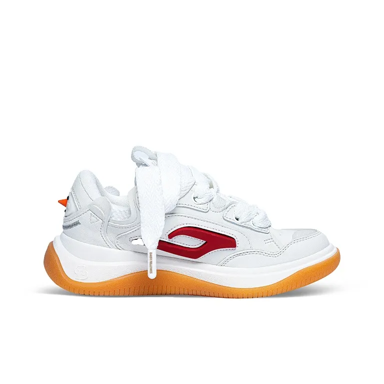 Daisy Fellowes Rocket 001 Anti Slip Wear Resistant Low Top Skateboard Shoes Unisex White Red Color Scheme-1