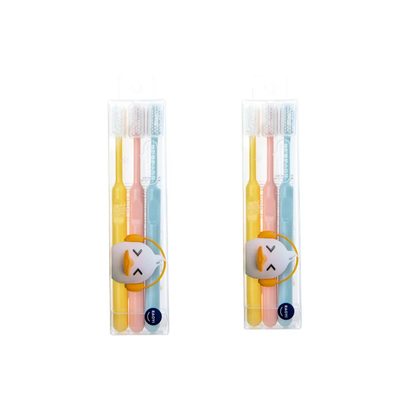 CHENYISHENG Japanese 3 Piece Set With Protective Case Toothbrush Candy Colors Small Head With Soft Bristles For Adults-5