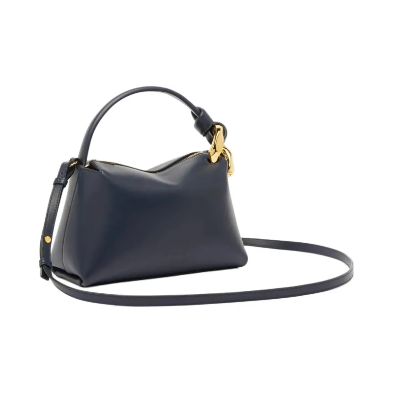 JW Anderson Cow Leather One Shoulder Handbag Trumpets Women's Gray Blue-2