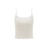 [Navel-Exposed—Contrasting Color Style]Light Tea White