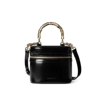 GUCCI Leather One Shoulder Handbag Extra Mini Women's Black