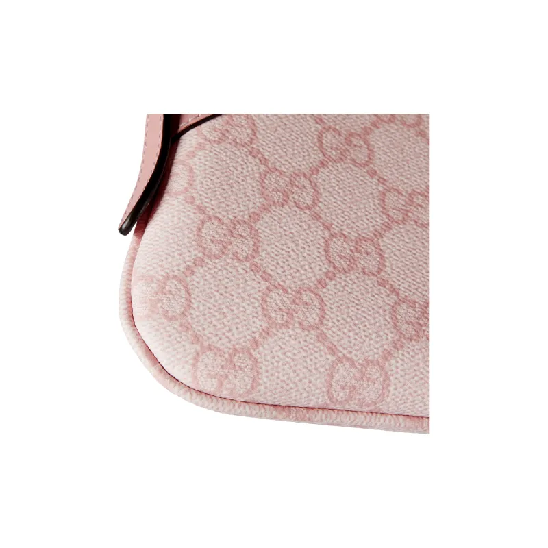 GUCCI GG Emblem Coated Fabric With Leather Binding Shoulder Bag Extra Mini Women's Pink-5