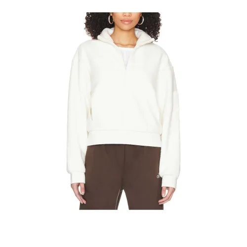 Alo Yoga MICRO SHERPA SOLSTICE COVERUP Sweatshirt Women's Ivory White
