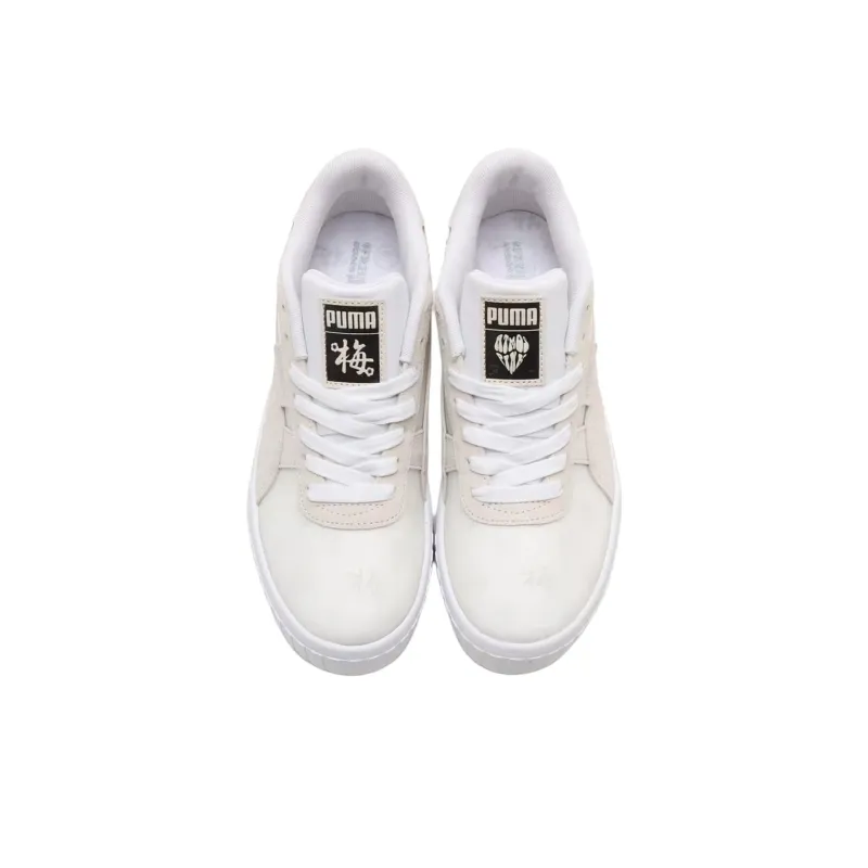 PUMA Cali Wedge Anti Slip Wear Resistant Low Top Skateboard Shoes Women's White Gray-1