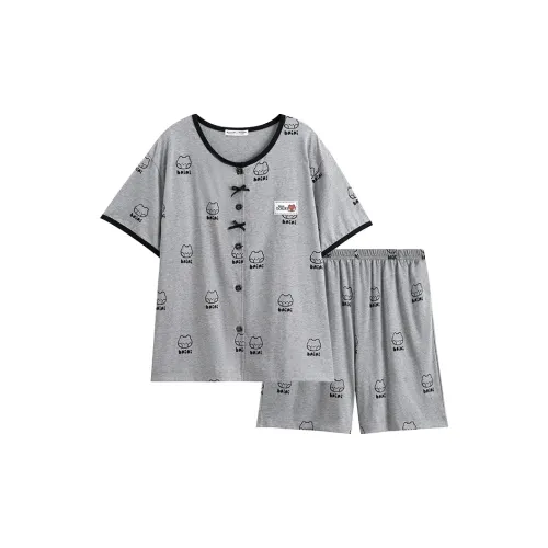 FENTENG x LINE FRIENDS Brown Bear Pajama Set Women's Heather Gray