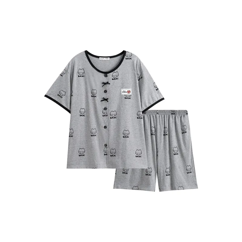 FENTENG x LINE FRIENDS Brown Bear Pajama Set Women's Heather Gray-0