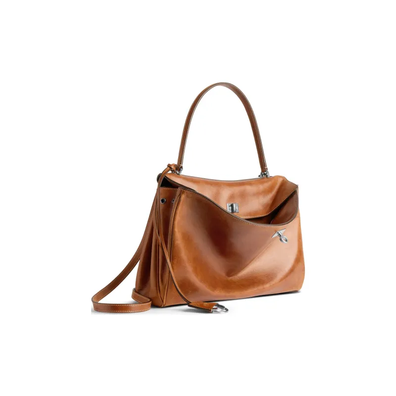 Balenciaga Rodeo Lambskin One Shoulder Handbag Medium Size Women's Brown-2
