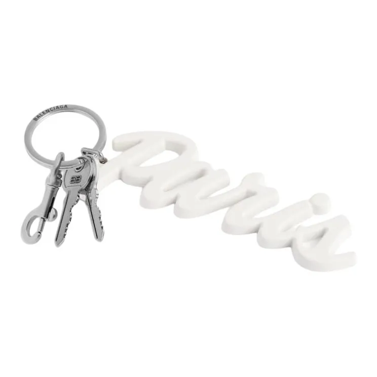 Balenciaga Silicone, Stainless Steel, Rubber, Silver Keychains Women's White-2