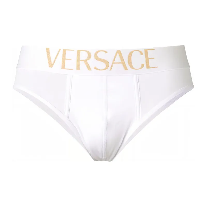 VERSACE Men's FW21 Logo Briefs 1 Packs White-0