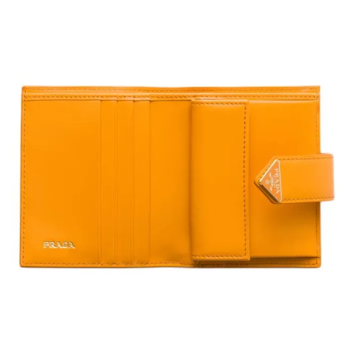 PRADA Cow Leather Wallet Women's Mustard Yellow-3
