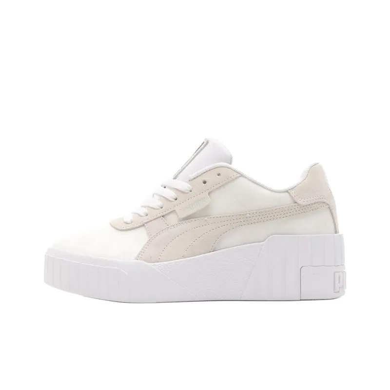 PUMA Cali Wedge Anti Slip Wear Resistant Low Top Skateboard Shoes Women's White Gray-0