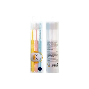 CHENYISHENG Japanese 3 Piece Set With Protective Case Toothbrush Candy Colors Small Head With Soft Bristles For Adults