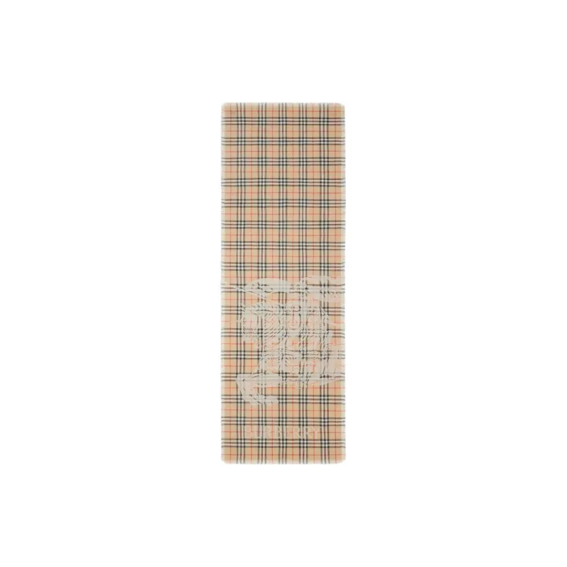 Burberry Equestrian Knight Motif Checked Frayed Edge Scarf-1