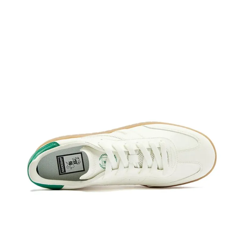 QIAODAN Departure Slip Resistant Low Top Skateboard Shoes Men's White Green-3