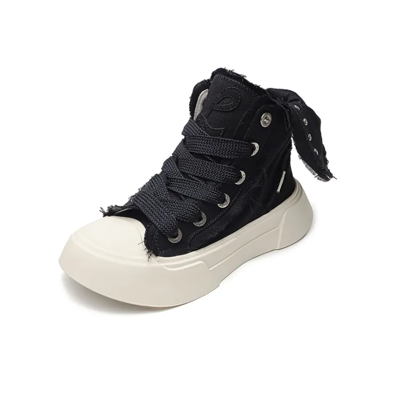 OHJC Anti-Slip And Wear-Resistant Lightweight High-Top Canvas Shoes Unisex Black-1