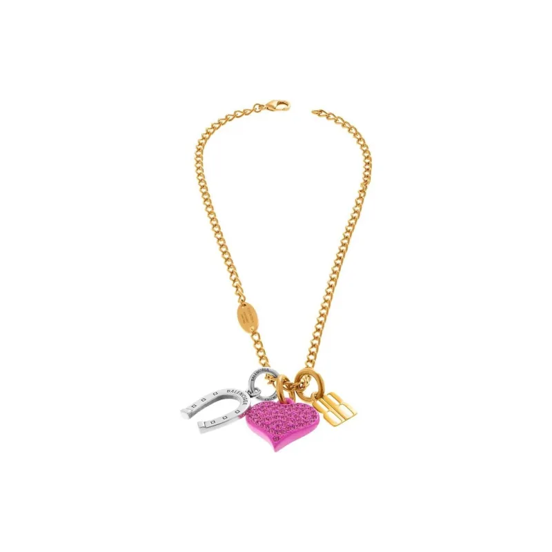 Balenciaga Brass Recycled Brass Zinc Alloy Glass Rhinestone Necklaces Women's Gold-1