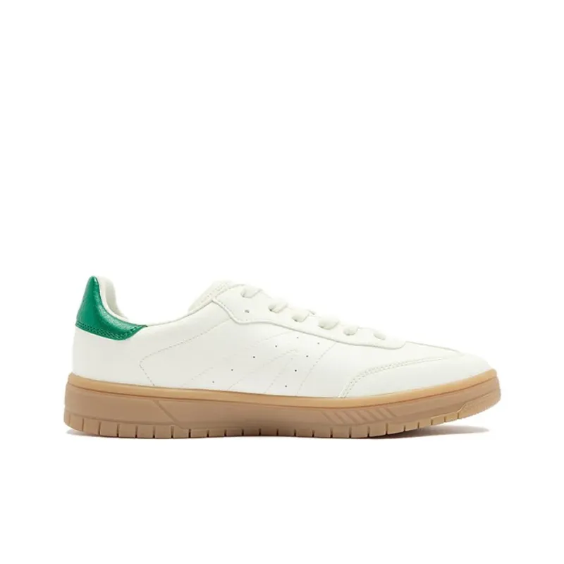 QIAODAN Departure Slip Resistant Low Top Skateboard Shoes Men's White Green-1