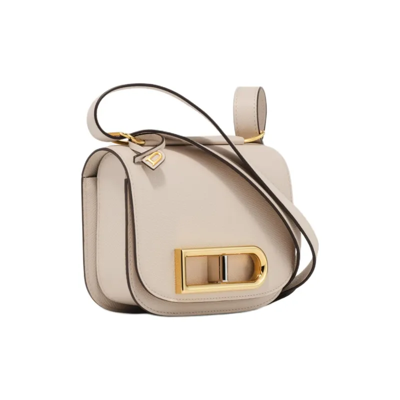 Delvau Lingot Alpina Calf Grain Calfskin Shoulder Bag Small Size Women's Sesame-Colored-1