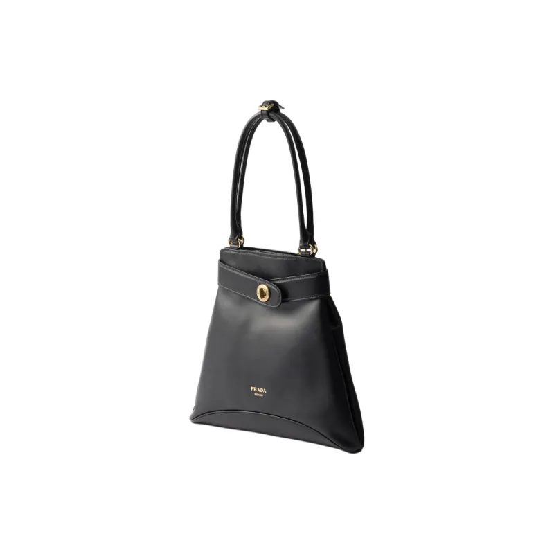 PRADA Calfskin Tote Bag Shopping Bag Handbag Medium Size Women's Black-1