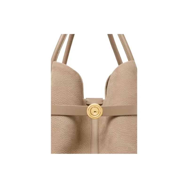 Loro Piana Calfskin Tote Bag Shopping Bag Handbag Large Size Women's Taupe-5