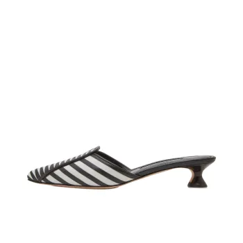 MANOLO BLAHNIK Odor-Resistant Closed Toe Slippers 3cm Women's Black White