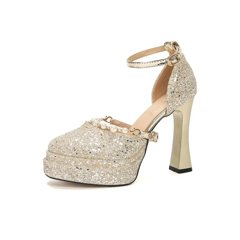 Bamiti Chunky Heel High Heels 11cm Women's-0
