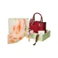 "Auspicious Clouds Embroidery Bag-Yinghong"+Silk Scarf+Sandalwood Comb+Bouquet