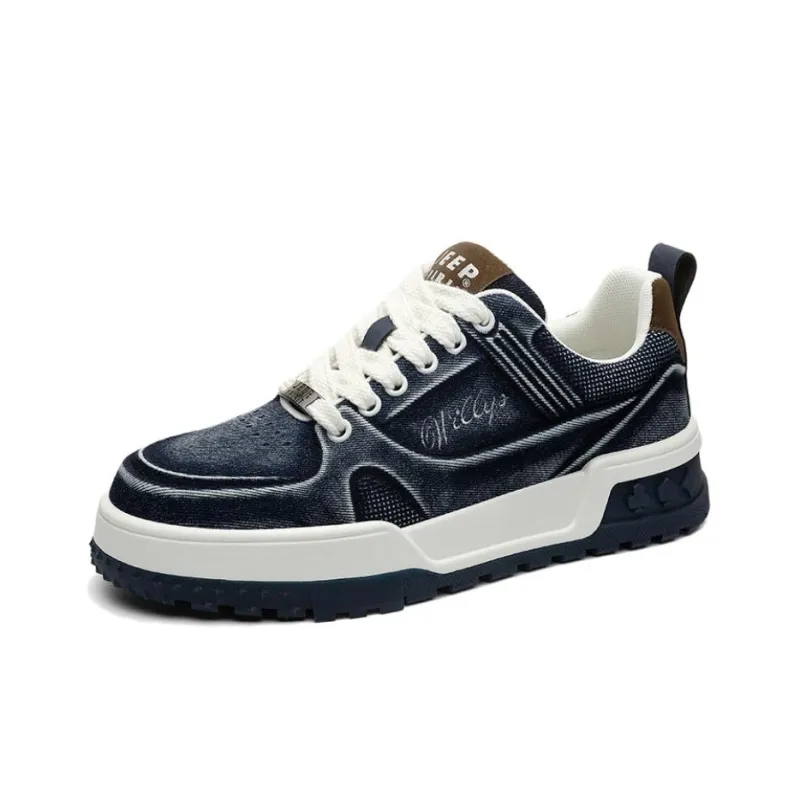 JEEP SPIRIT Abrasion-Resistant Low-Top Skateboard Shoes Men's Topaz Blue-1