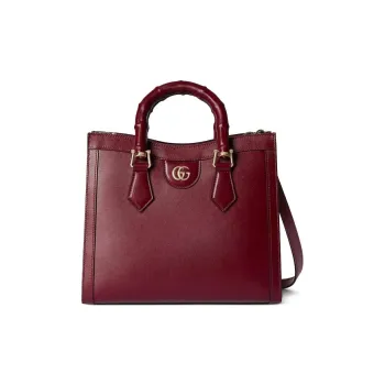 GUCCI Diana Leather Tote Bag Shopping Bag Shoulder Bag Handbag Medium Size Women's Red