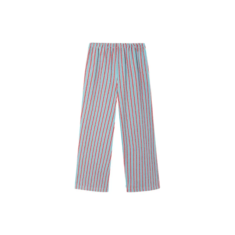 Ouyang Casual Pants Women's Blue Red Stripes-1