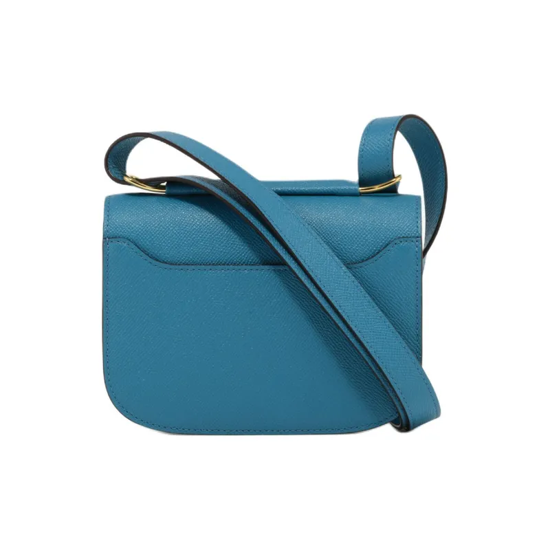 Delvau Lingot Alpina Calf Grain Calfskin Shoulder Bag Small Size Women's Lake Blue-2