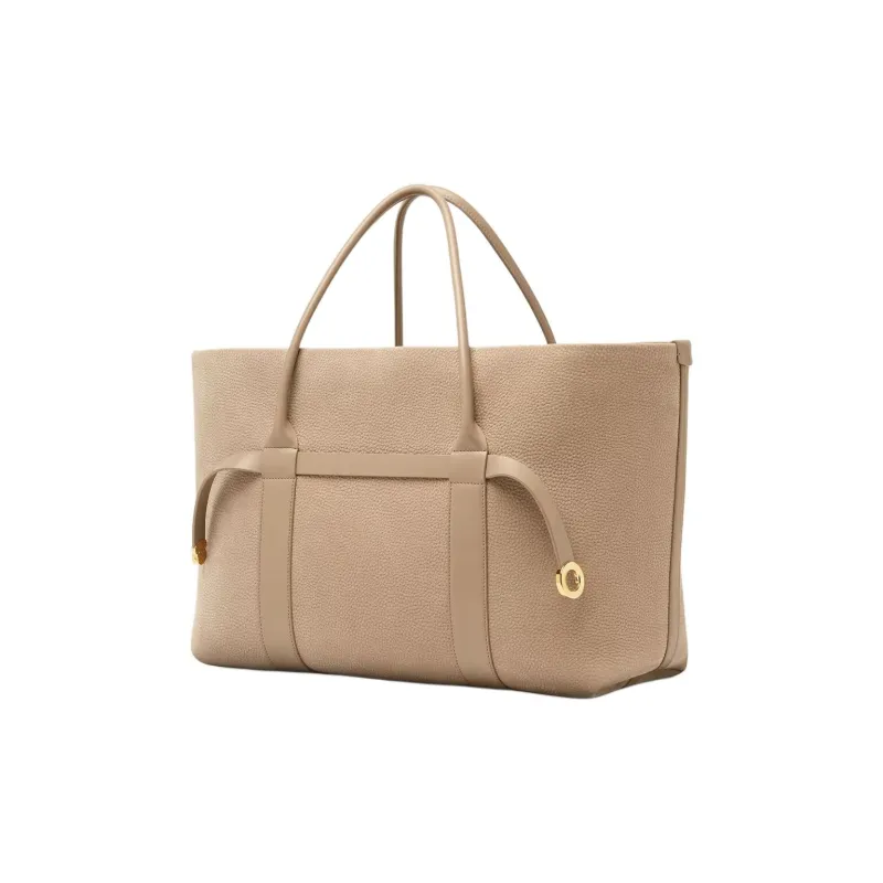 Loro Piana Calfskin Tote Bag Shopping Bag Handbag Large Size Women's Taupe-2