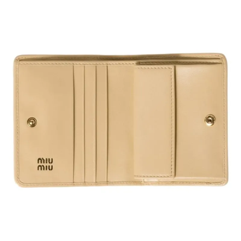 MIU MIU Matelassé Lambskin Wallet Trumpets Women's Yellow-3