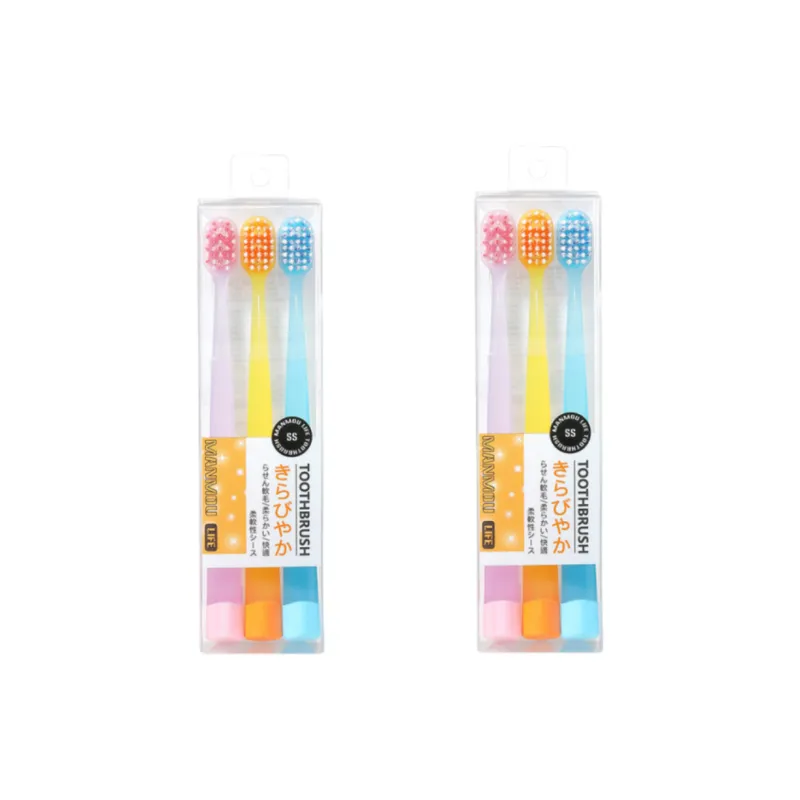 CHENYISHENG Japanese Spiral Hair Iridescent Starry Toothbrush 3-Pack Adult Use Wide Head Soft Bristle Toothbrush-4