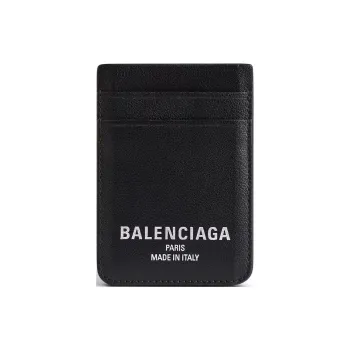 Balenciaga Cash Calfskin Card Holder Women's Black