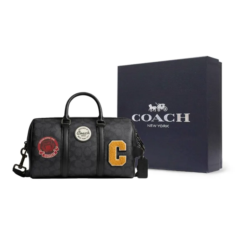 COACH Venturer Artificial Leather Boston Bag Shoulder Bag Crossbody Bag Handbag Large Size Men's Gray Black-8