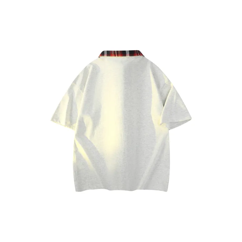 KADAKADA SUITE Polo Shirt Unisex Heather Gray/Red Plaid-3