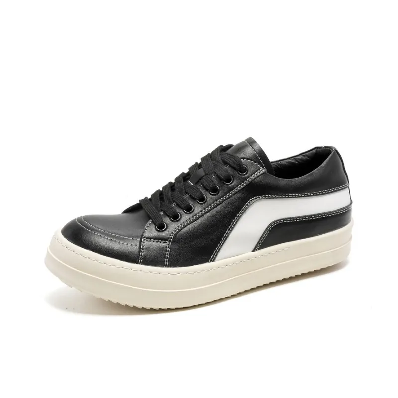 ΛOLUNKΛ Height Increasing Abrasion Resistant Slip Resistant Low Top Skateboard Shoes Men's Black-0