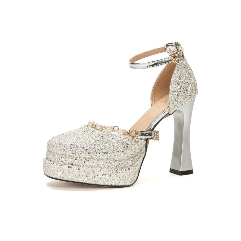 Bamiti Chunky Heel High Heels 11cm Women's-6